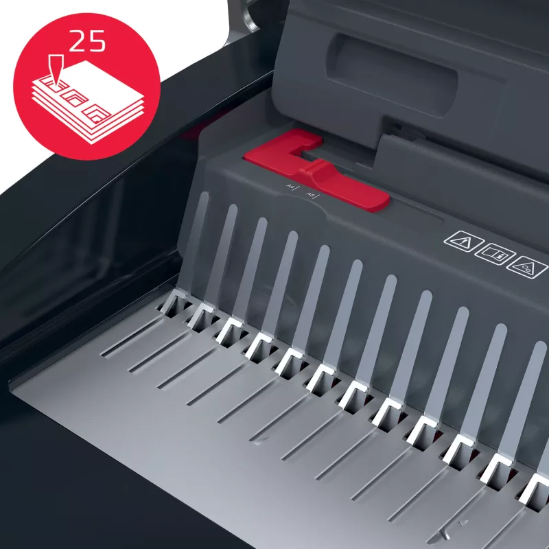 GBC CombBind® CB25 Encadernadora manual, encadernadora de pente, manual, 390 folhas, Preto, Vermelho