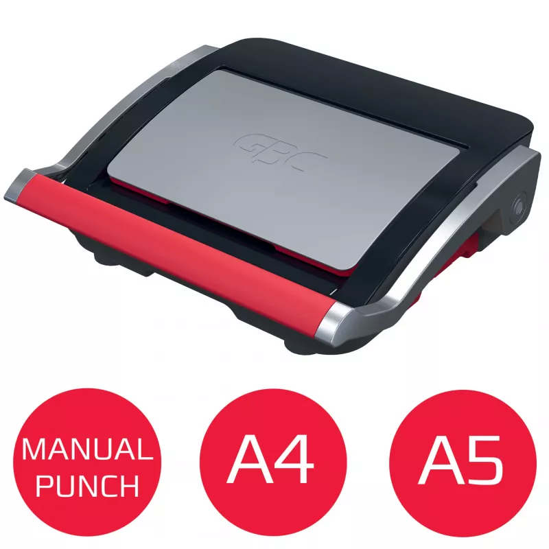 GBC CombBind® CB25 Encadernadora manual, encadernadora de pente, manual, 390 folhas, Preto, Vermelho