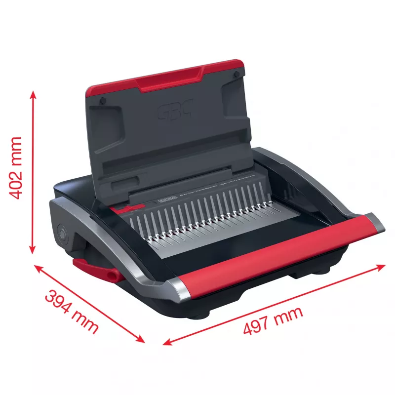 GBC CombBind® CB25 Encadernadora manual, encadernadora de pente, manual, 390 folhas, Preto, Vermelho