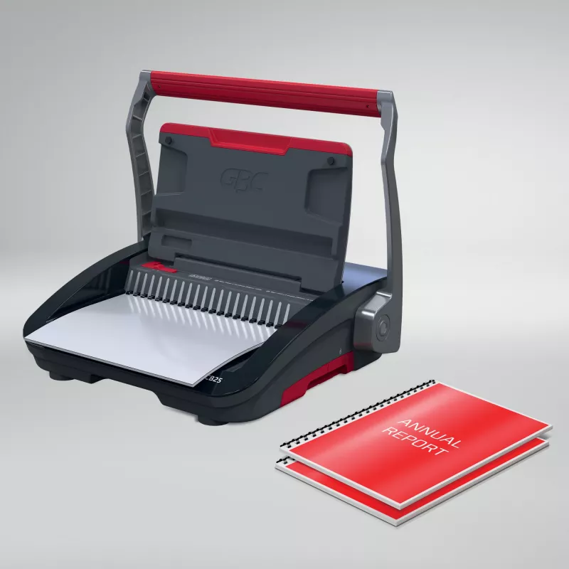 GBC CombBind® CB25 Encadernadora manual, encadernadora de pente, manual, 390 folhas, Preto, Vermelho
