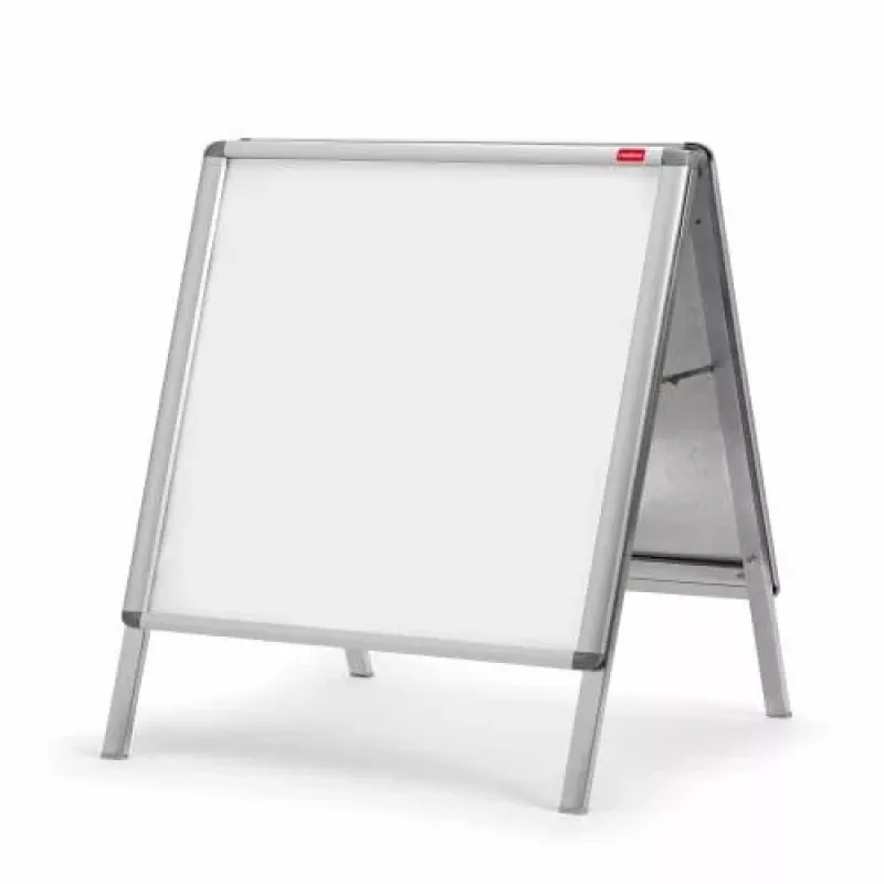 Nobo suporte para cartazes A1, moldura de alumínio, duas molduras rebatíveis, painel traseiro em aço, película antirreflexo