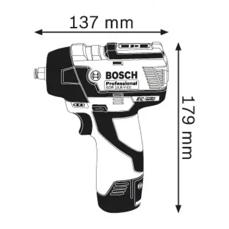 Chave de impacto Bosch GDS 10.8 V-EC Professional 3/8 polegadas 2600 rpm 115 N⋅m