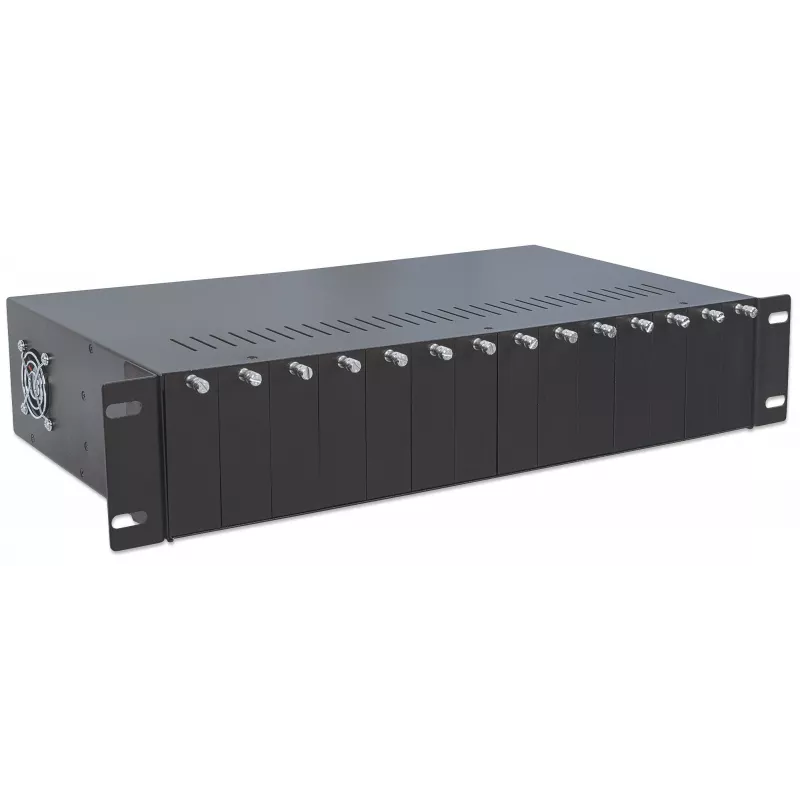 Intellinet Caixa para conversores de media de 14 slots, com fonte de alimentação redundante, montagem em rack 19 polegadas, 2U