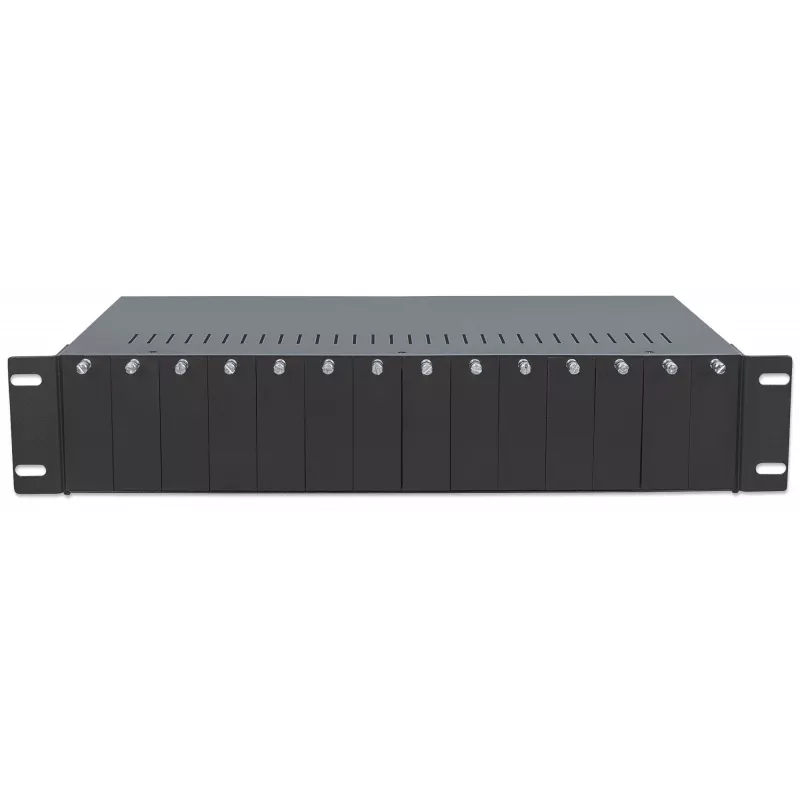 Intellinet Caixa para conversores de media de 14 slots, com fonte de alimentação redundante, montagem em rack 19 polegadas, 2U