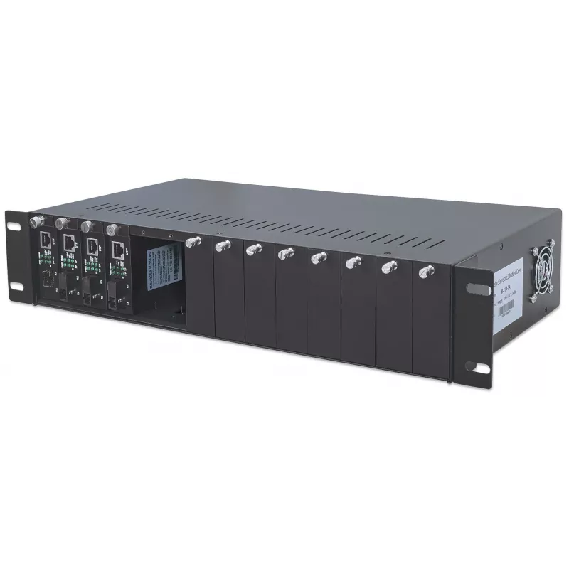 Intellinet Caixa para conversores de media de 14 slots, com fonte de alimentação redundante, montagem em rack 19 polegadas, 2U