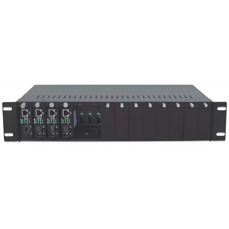 Intellinet Caixa para conversores de media de 14 slots, com fonte de alimentação redundante, montagem em rack 19 polegadas, 2U