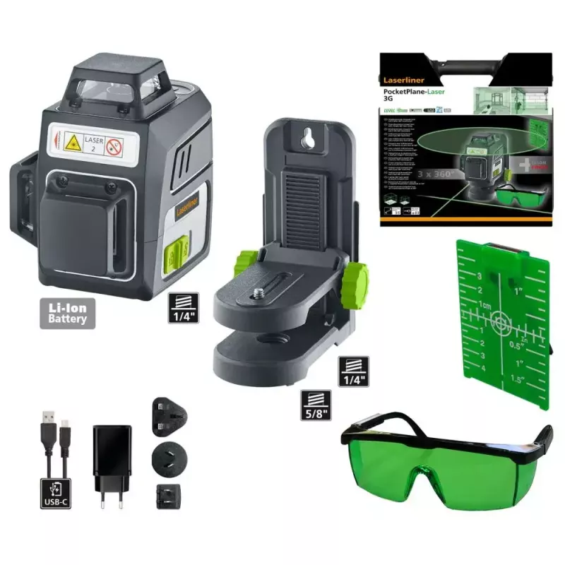 Laser de linhas Laserliner PocketPlane-Laser 3G ±0,3 mm/m autonivelante