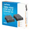 Manhattan 1080p HDMI KVM over IP Extender Kit, estende sinal 1080p@60Hz até 120m com um único cabo Ethernet Cat6 ou uma rede compatível com IP, transmissor e recetor, portas USB-A para PC/rato/teclado, preto, três anos de garantia