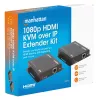 Manhattan 1080p HDMI KVM over IP Extender Kit, estende sinal 1080p@60Hz até 120m com um único cabo Ethernet Cat6 ou uma rede compatível com IP, transmissor e recetor, portas USB-A para PC/rato/teclado, preto, três anos de garantia