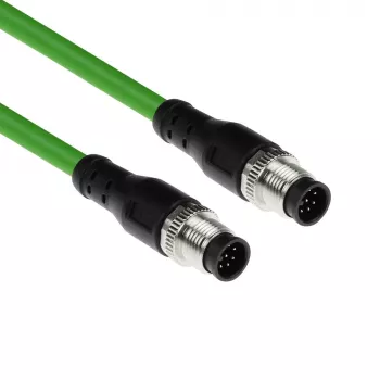 ACT Industrial 15,00 metros cabo de sensor M12A 8 pinos ficha macho para M12A 8 pinos ficha macho, cabo TPE Ultraflex, blindado
