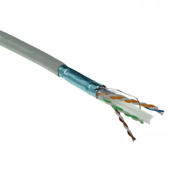 Cabo de instalação ACT Cat 6 F/UTP, maciço, PVC, classe de reação ao fogo CPR ECA, 24 AWG, cinzento, 305 metros