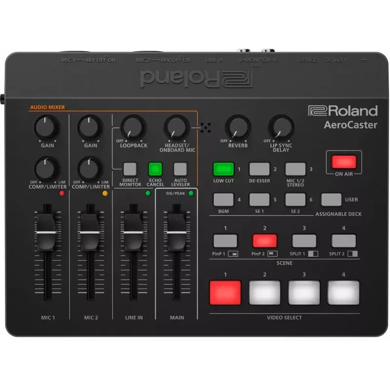 Interface de áudio Roland AeroCaster preto 24 bit 48 kHz Phantom Power 48 V