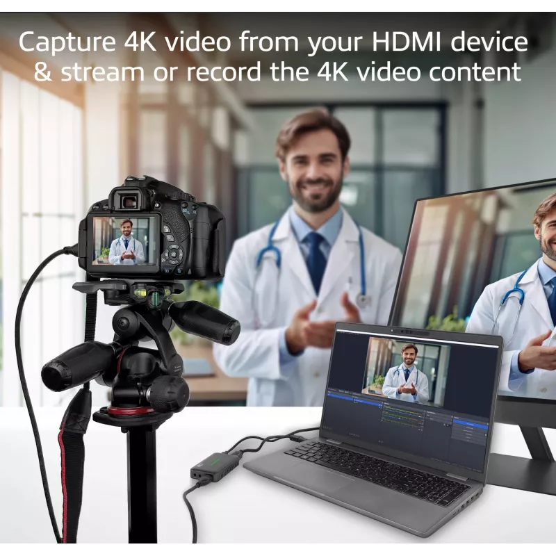 ACT placa de captura de vídeo USB-C, passagem HDMI 4K@60Hz, gravação 4K@30Hz
