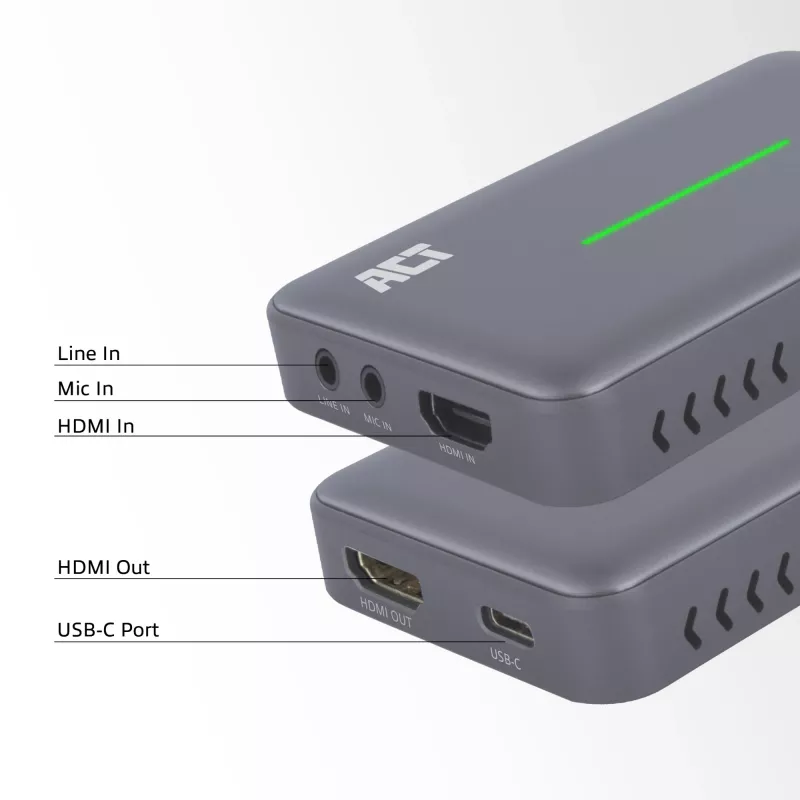 ACT placa de captura de vídeo USB-C, passagem HDMI 4K@60Hz, gravação 4K@30Hz