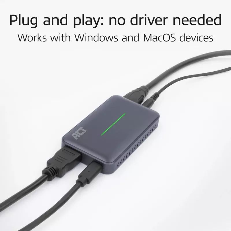 ACT placa de captura de vídeo USB-C, passagem HDMI 4K@60Hz, gravação 4K@30Hz