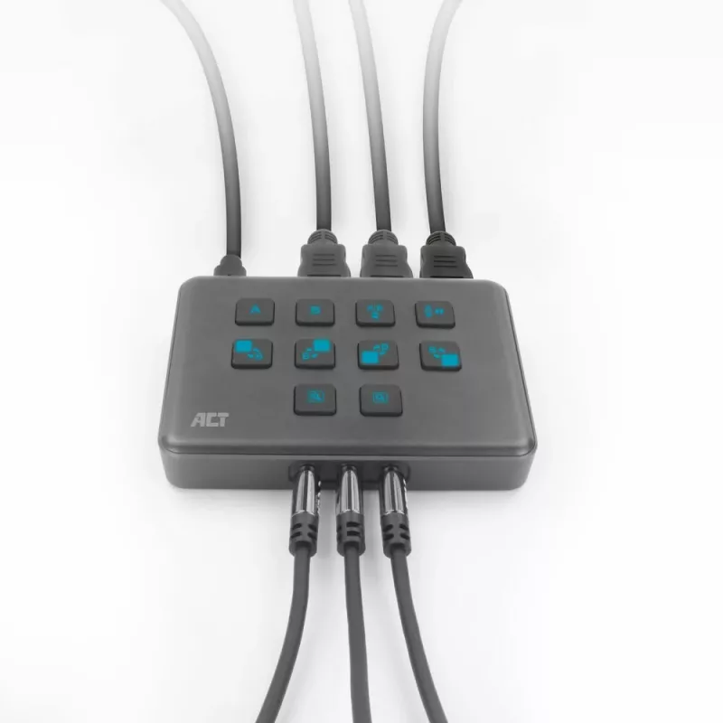 ACT comutador de vídeo USB-C com entrada HDMI dupla 60Hz cinzento