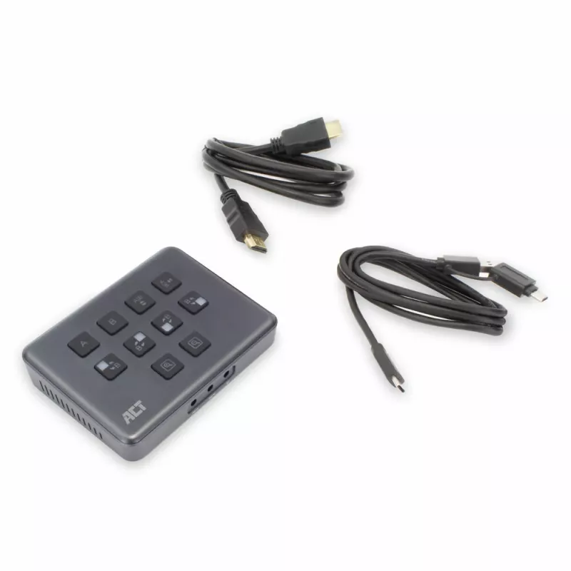 ACT comutador de vídeo USB-C com entrada HDMI dupla 60Hz cinzento