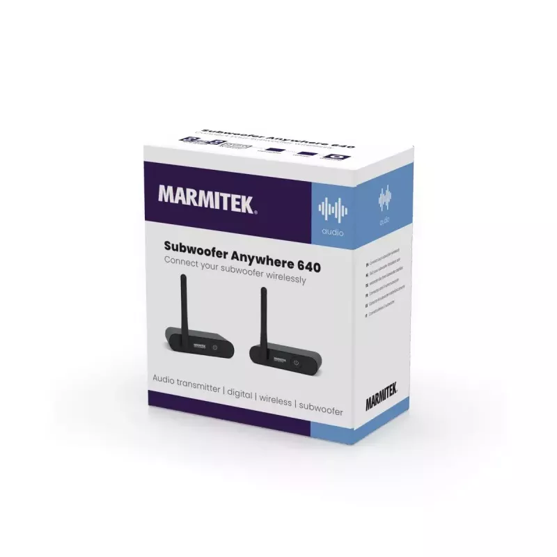 Marmitek Subwoofer Anywhere 640 – transmissor e recetor de áudio sem fios para subwoofer