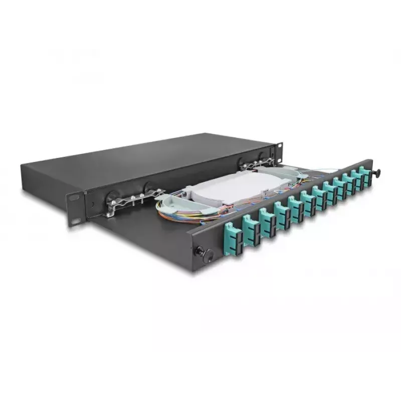 Caixa de fusão de fibra ótica DeLOCK 67007 preto metal 482x220x44mm