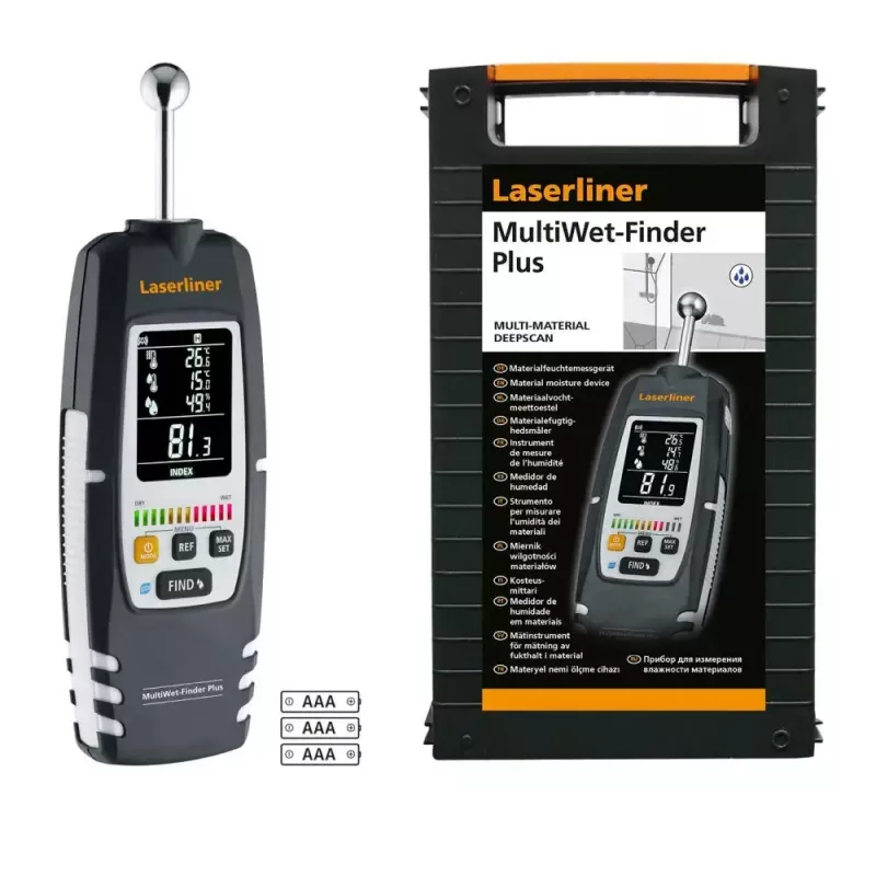 Laserliner MultiWet-Finder Plus Higrómetro eletrónico preto branco visor digital