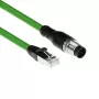 Cabo de sensor industrial ACT 15,00 metros M12A de 8 pinos ficha macho para ficha macho RJ45, cabo Ultraflex SF/UTP TPE, blindado