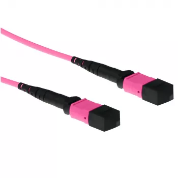 Cabo de patch de fibra ótica ACT 12 metros multimodo 50/125 OM4 polaridade A com conectores fêmea MTP
