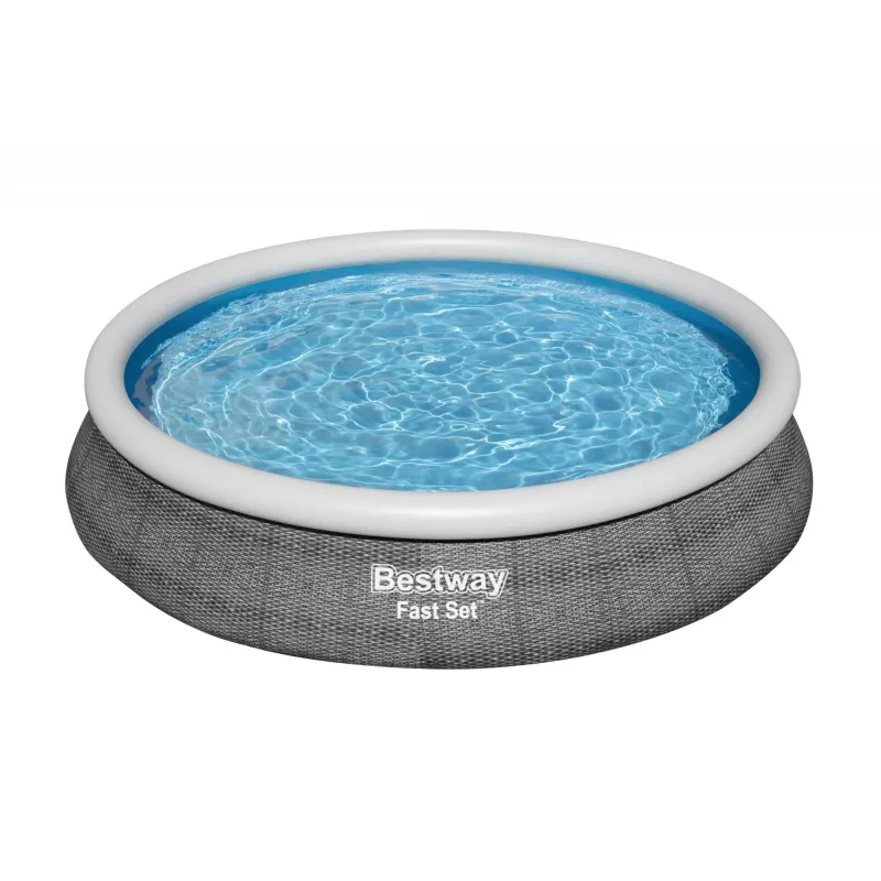 Piscina Bestway Fast Set redonda de parede de aço insuflável conjunto 4,57 m x 84 cm capacidade 9677 L