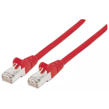 Cabo de rede Intellinet, Cat5e, 15 m, vermelho, CCA, SF/UTP, PVC, RJ45, contactos banhados a ouro, sem patilha, proteção anti-dobras, garantia vitalícia