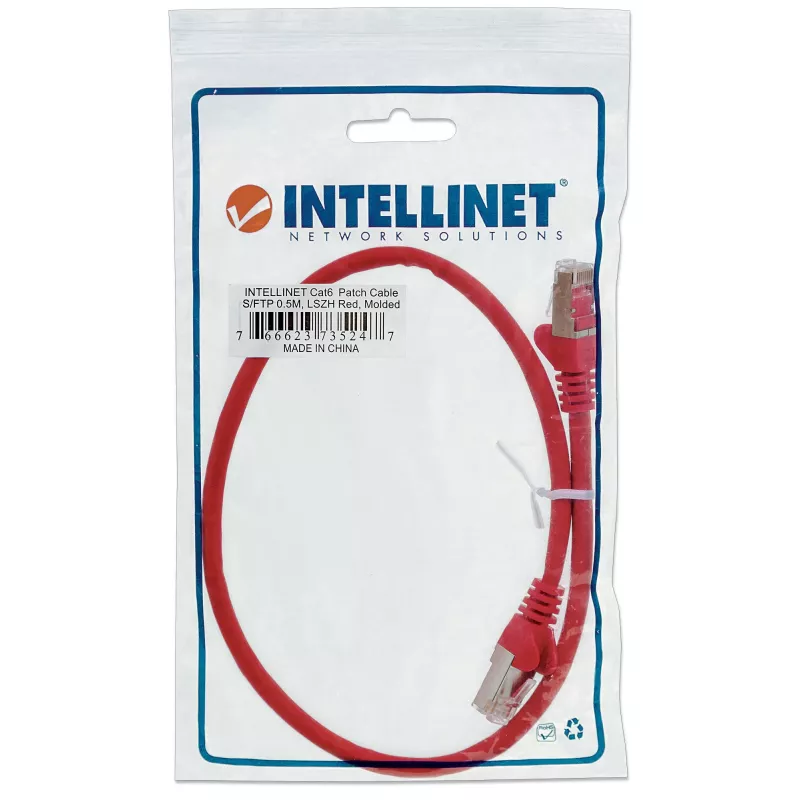 Intellinet 330749 cabo patch RJ-45 (M) para RJ-45 (M), Cat5e, SFTP, moldado, 15,2 m, vermelho