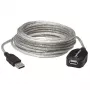 Cabo de extensão Manhattan USB-A para USB-A, 5 m, ficha para conector fêmea, ativo, prateado transparente, 480 Mbit/s (USB 2.0), empilhável, repetidor integrado, Hi-Speed USB, três anos de garantia