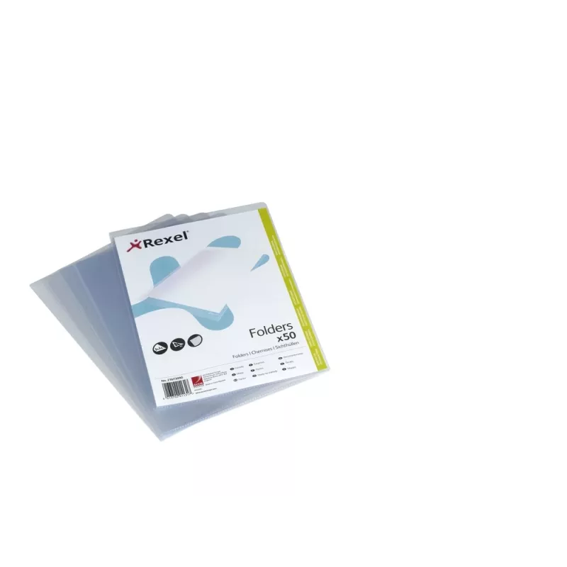 Rexel Crystal Clear bolsa em L 21673090, A4 (210 x 297 mm), polipropileno (PP), transparente, 50 un.