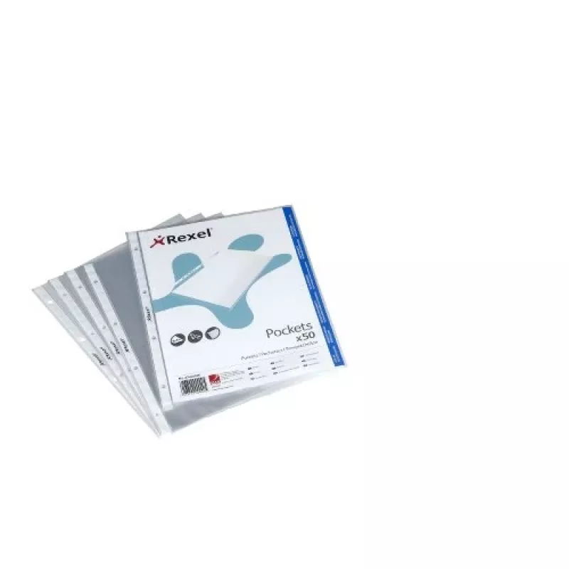 Capa Rexel Crystal Clear A4 abertura superior (50), 210 x 297 mm (A4), transparente, polipropileno (PP), vertical, 50 unid.