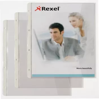 Pasta de documentos Rexel com aba dobrável, 220 x 300 mm, transparente, 0,13 mm, 250 mm, 328 mm, 4 mm