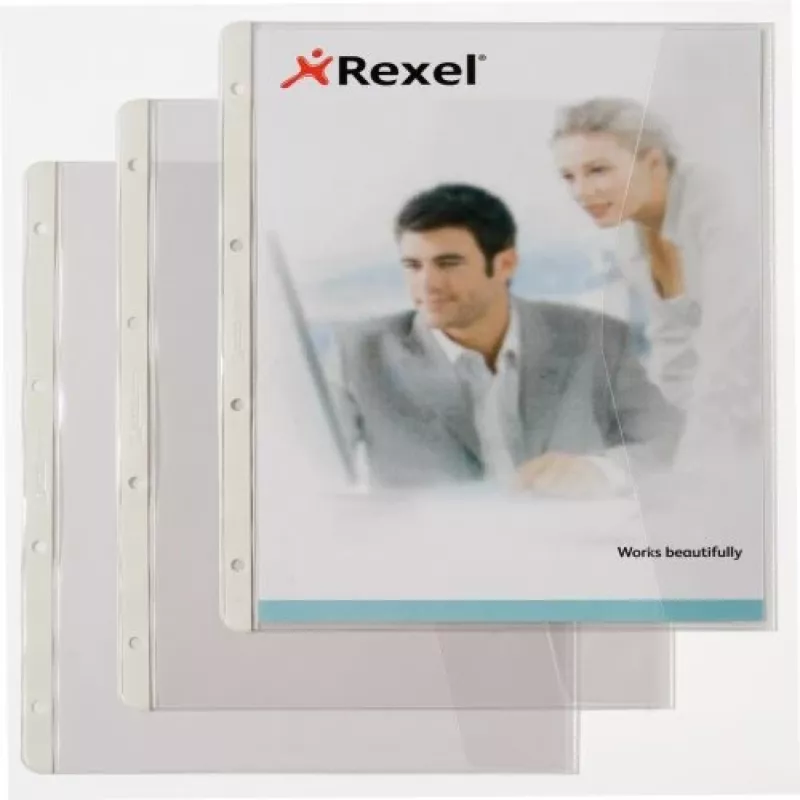 Pasta de documentos Rexel com aba dobrável, 220 x 300 mm, transparente, 0,13 mm, 250 mm, 328 mm, 4 mm