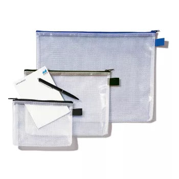 Bolsa de rede Rexel com fecho de correr preto A5, PVC, 31 g, preto, transparente