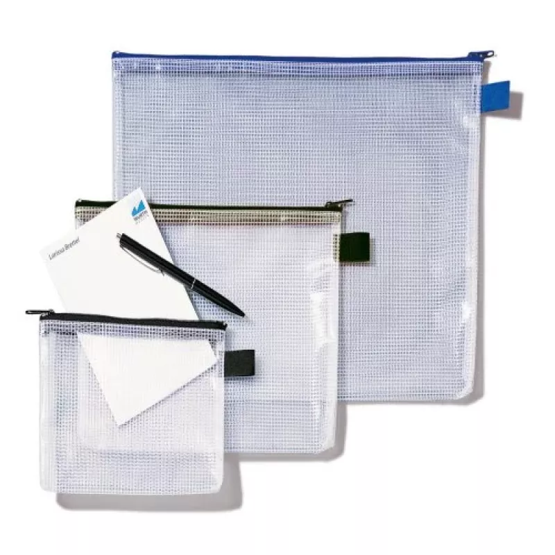 Bolsa de rede Rexel com fecho de correr preto A5, PVC, 31 g, preto, transparente