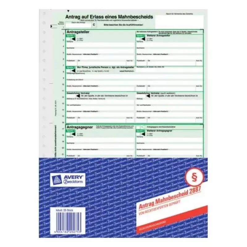 Papel de registo Avery 2887