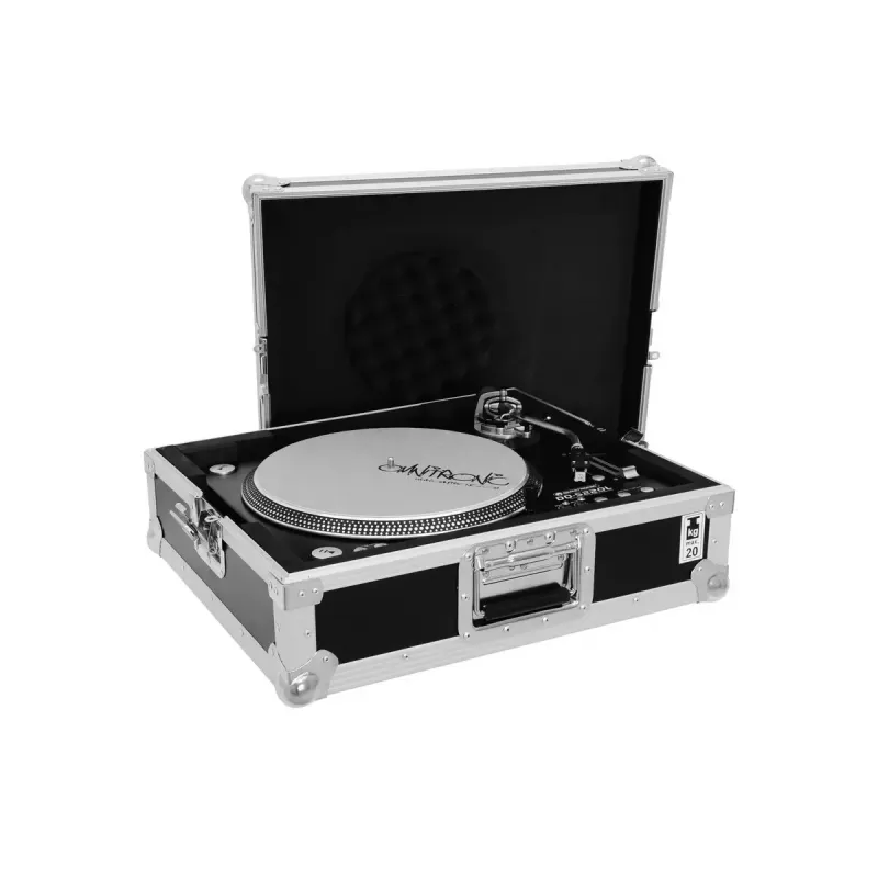 Hardcase Roadinger 30123310 para gira-discos contraplacado preto prateado