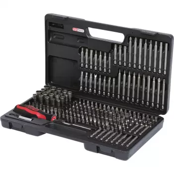Conjunto de bits para chave de fendas KS Tools 911.2008 208 unid. níquel DIN 3126 ISO 1173