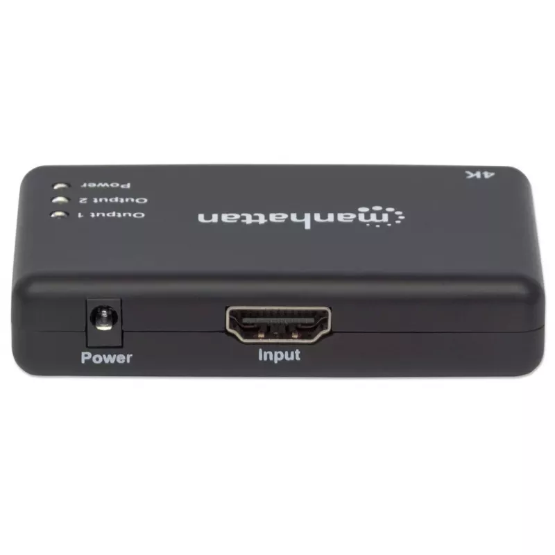 Manhattan 207669 divisor HDMI, 2 portas, 4K@30Hz, 1x fonte HDMI para 2x ecrãs HDMI, fonte de alimentação, preto