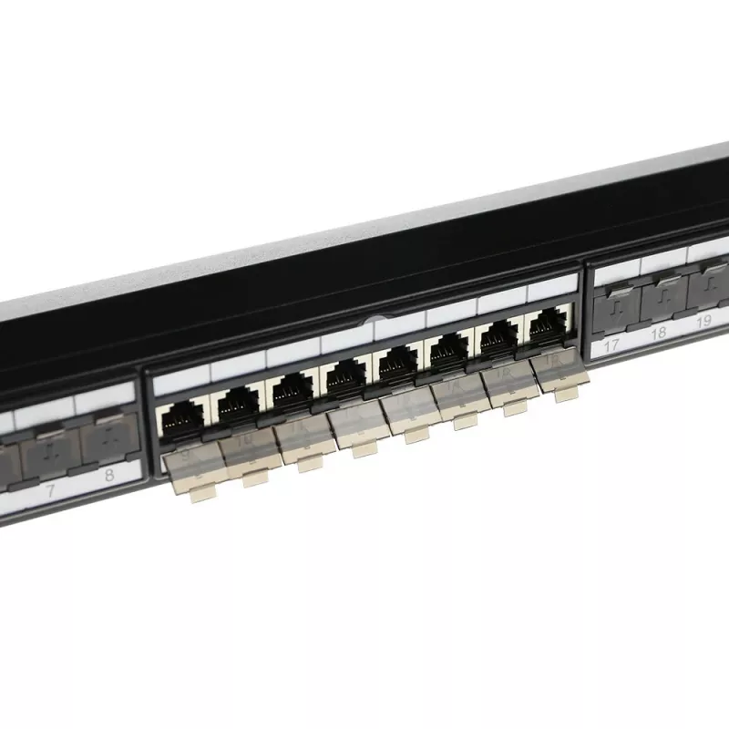 Patch panel ACT 24 portas blindado CAT6A com tampa CAT6A