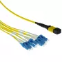Cabo de fibra ótica patch fanout ACT 1 metro monomodo 9/125 OS2 1x MTP fêmea - 4x LC duplex 8 fibras
