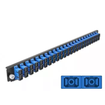 Painel frontal de caixa de fusão DeLOCK 19 polegadas 24 portas SC duplex azul