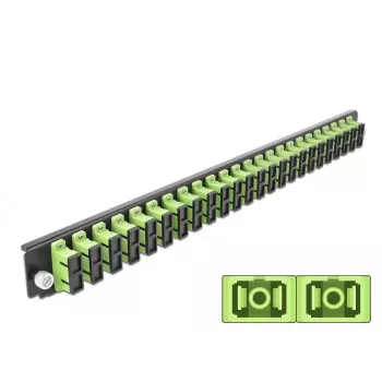 Painel frontal de caixa de fusão DeLOCK 19 polegadas 24 portas SC duplex verde-limão