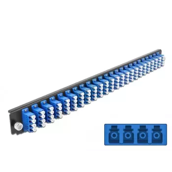 Painel frontal de caixa de fusão DeLOCK 19 polegadas 24 portas LC quad azul