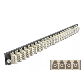 Painel frontal de caixa de fusão DeLOCK 19 polegadas 24 portas LC quad bege