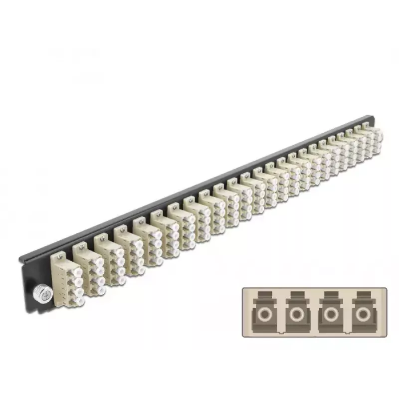 Painel frontal de caixa de fusão DeLOCK 19 polegadas 24 portas LC quad bege