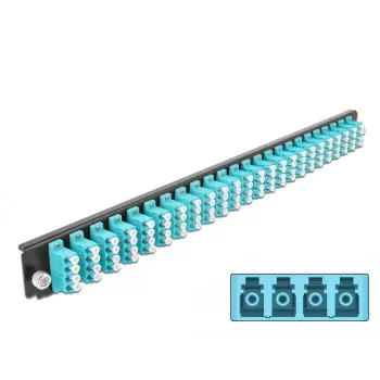 Painel frontal de caixa de fusão DeLOCK 19 polegadas 24 portas LC quad água