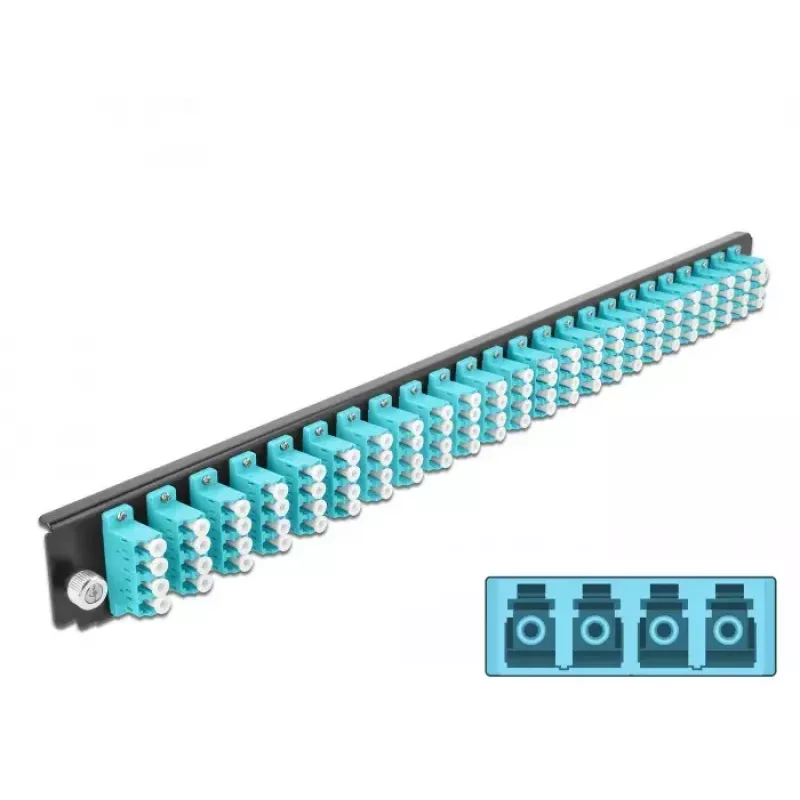 Painel frontal de caixa de fusão DeLOCK 19 polegadas 24 portas LC quad água