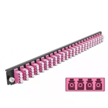 Painel frontal de caixa de fusão DeLOCK 19 polegadas 24 portas LC quad violeta